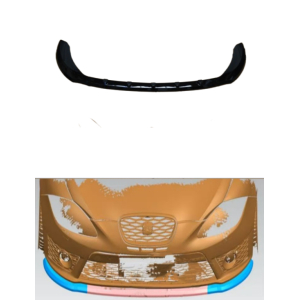 Lip frontal Seat Leon MK2 1P 2004-2012 Fr/Cupra Plástico Preto Brilhante 3 partes