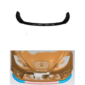 Lip frontal Seat Leon MK2 1P 2004-2012 Fr/Cupra Plástico Preto Brilhante 3 partes