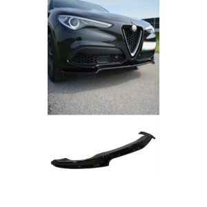 Lip / spoiler de frontal Alfa Romeo Stelvio de 2016 a 2022 Plástico Preto Brilhante