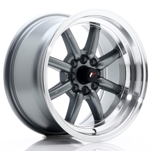 JR Wheels JR19 15x8 ET0 4x100/114 Cinzento Gunmetal w/ Aba Maquinada