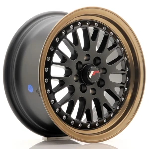 JR Wheels JR10 15x7 ET30 4x100/108 Preto Mate w/ Bronze Lip