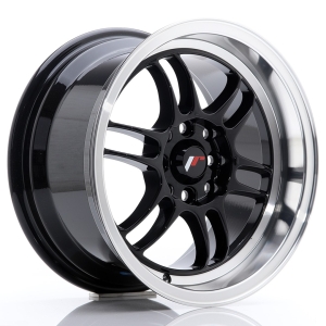 JR Wheels JR7 15x8 ET35 4x100/114 Gloss Preto w/ Aba Maquinada