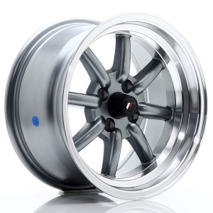 JR Wheels JR19 15x8 ET0 4x100 Cinzento Gunmetal w/ Aba Maquinada