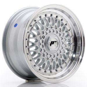 JR Wheels JR9 15x7 ET20 4x100/108 Cinzento w/ Aba Maquinada+Cinzento Rivets