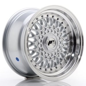 JR Wheels JR9 15x8 ET20 4x100/108 Cinzento w/ Aba Maquinada+Cinzento Rivets