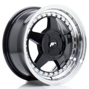 JR Wheels JR6 15x7 ET20-35 4H BLANK Gloss Preto w/ Aba Maquinada