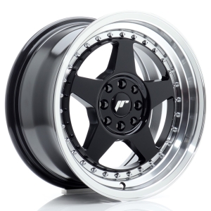 JR Wheels JR6 16x8 ET25 4x100/108 Gloss Preto w/ Aba Maquinada