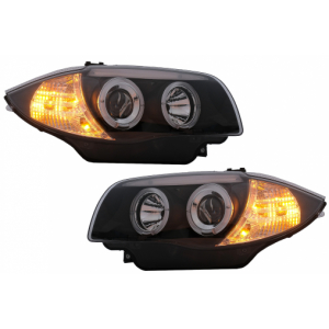 Óticas Frontais BMW serie 1 Angel Eyes E81 E82 E87 E88 Fundo Preto