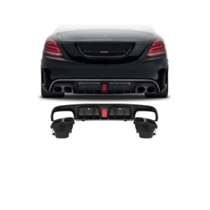 Difusor traseiro mercedes w205 coupe amg look brabus com ponteiras pretas