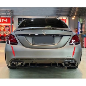 Difusor traseiro mercedes w205 coupe/cabrio amg look C63S com ponteiras pretas