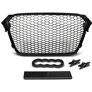 Grelha Look RS4 Audi A4 B8 08-12 Preto Brilhante
