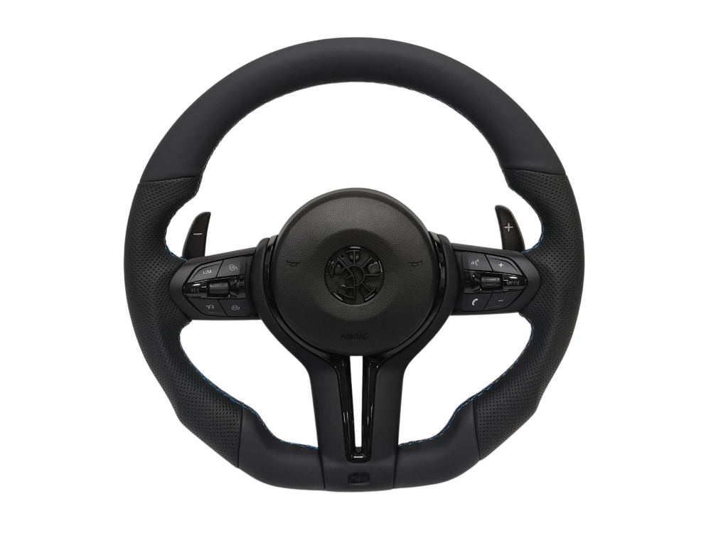 Volante BMW SÉRIE 5 6 7 F10 F11 F06 F12 F01 F02 2010-2018 Competition Riscas M Patilhas Pretas Aro Preto