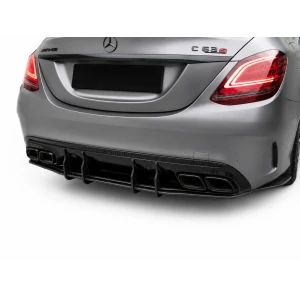 Difusor traseiro mercedes w205 14-21  sedan e carrinha amg look C63S com ponteiras pretas
