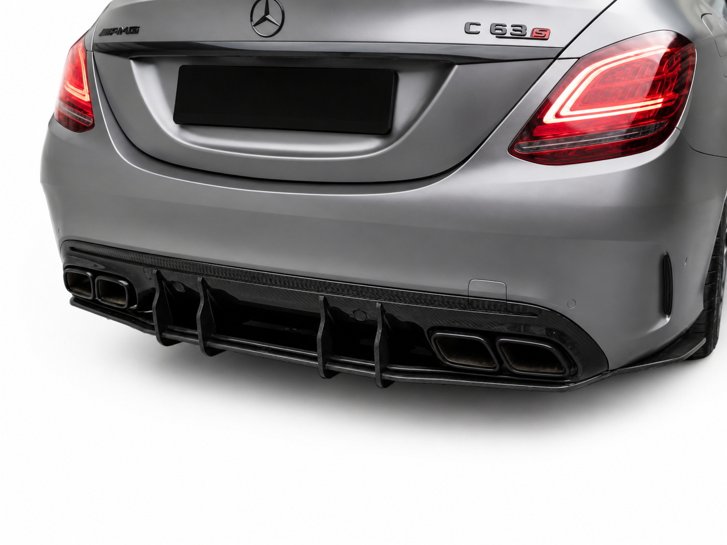 Difusor traseiro mercedes w205 14-21 sedan e carrinha amg look C63S com ponteiras pretas - Image 3
